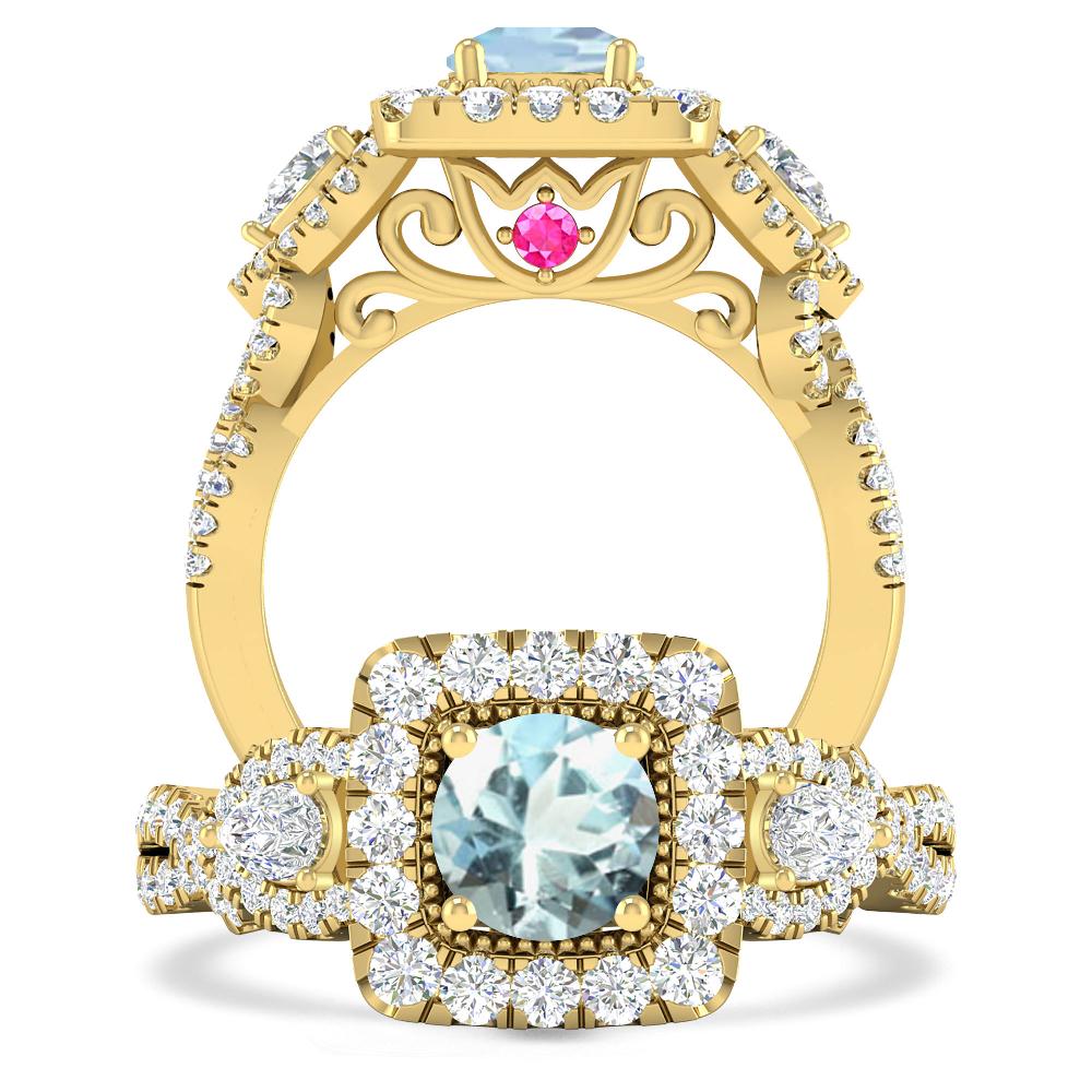 Yellow Gold - Aquamarine