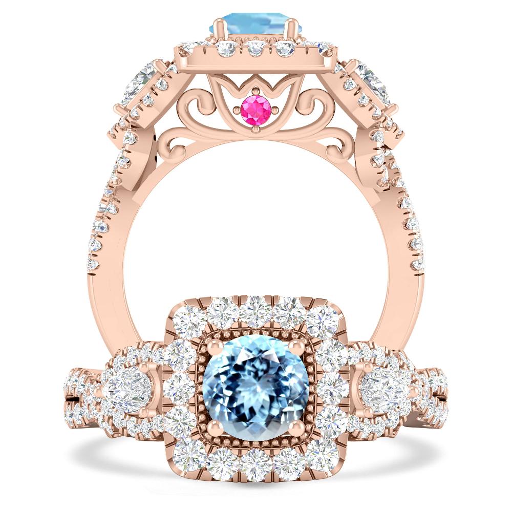 Rose Gold - Aquamarine