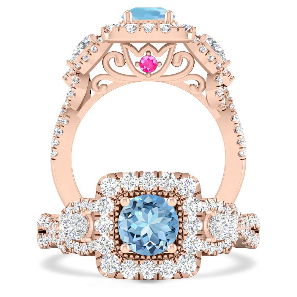 Rose Gold - Aquamarine