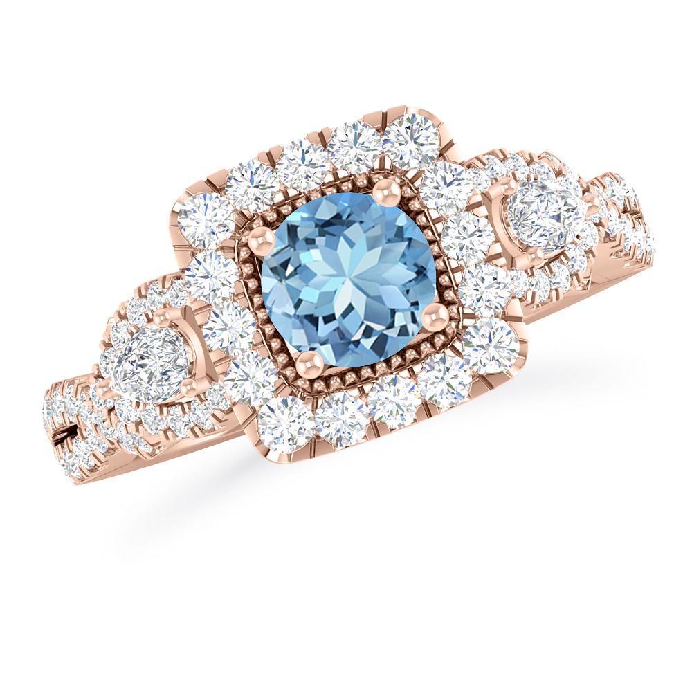 Rose Gold - Aquamarine