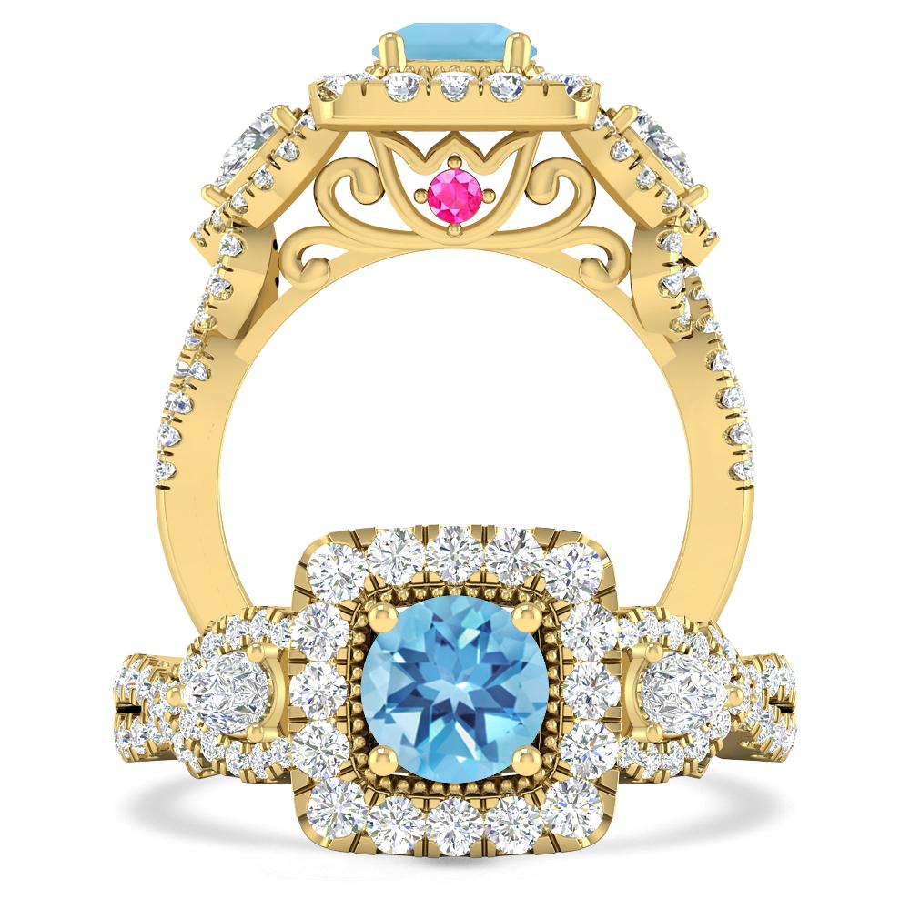 Yellow Gold - Blue Topaz