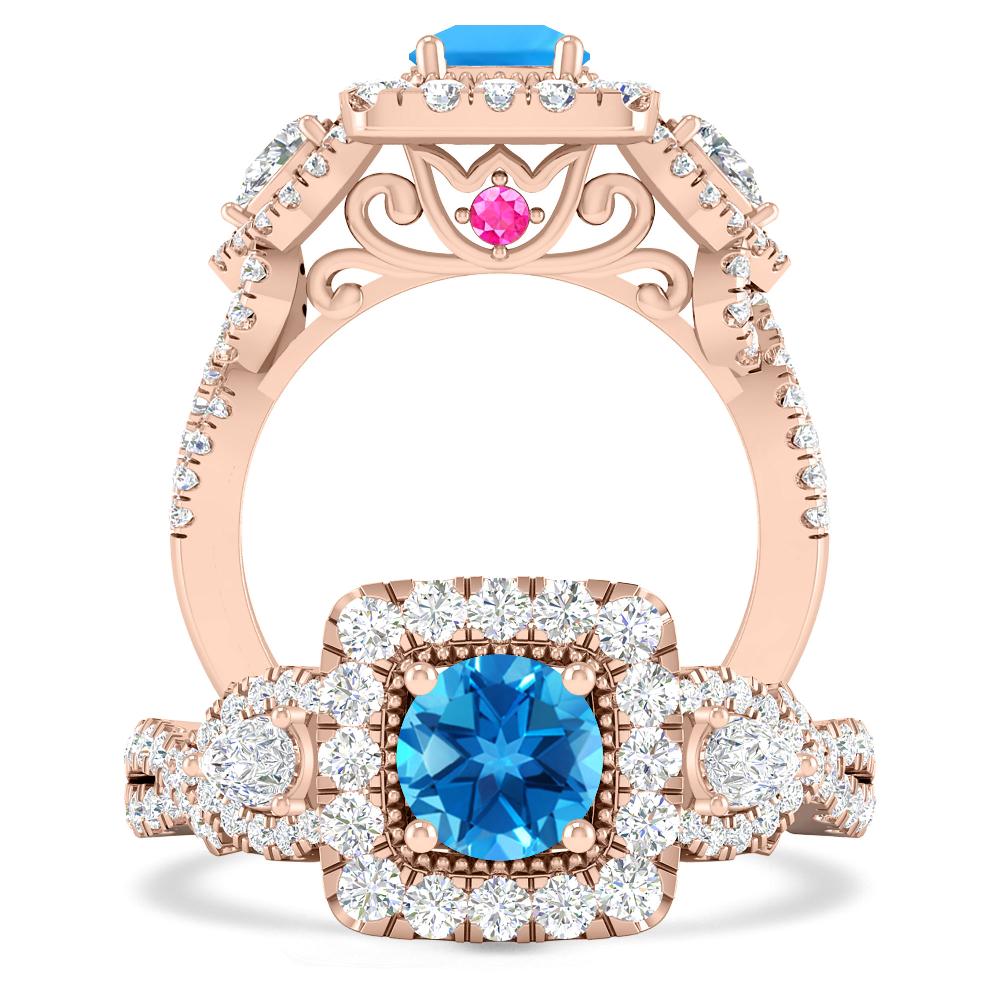 Rose Gold - Blue Topaz