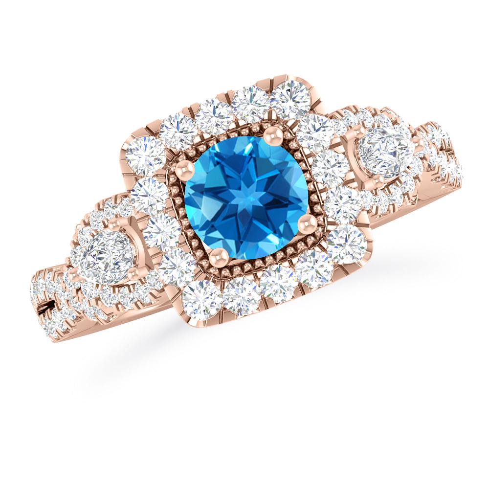 Rose Gold - Blue Topaz