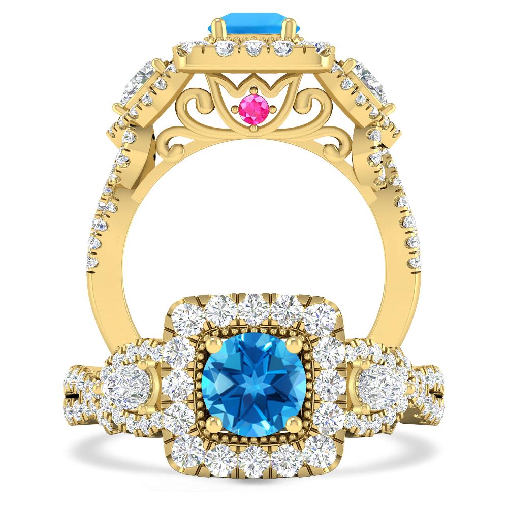 Yellow Gold - Blue Topaz