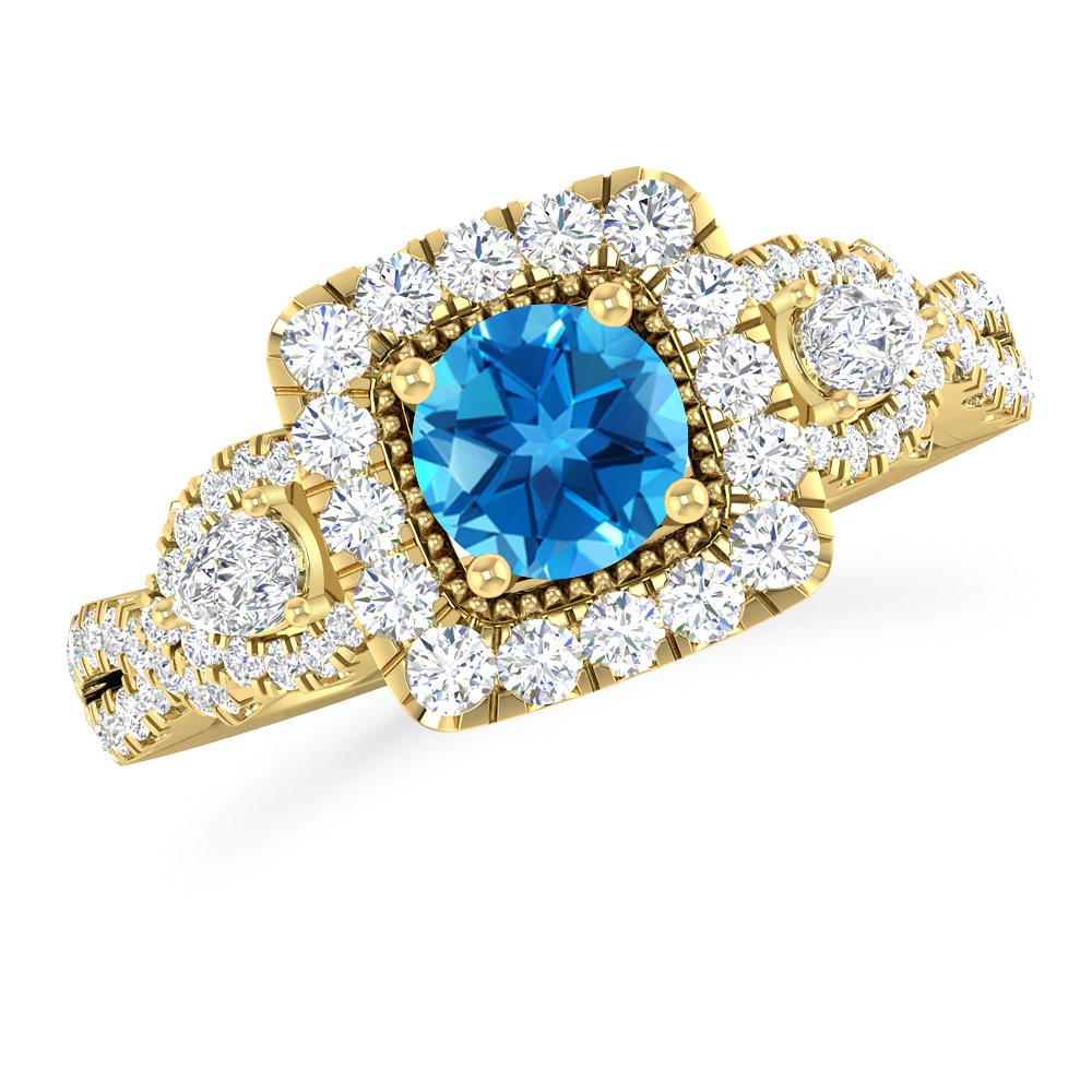 Yellow Gold - Blue Topaz