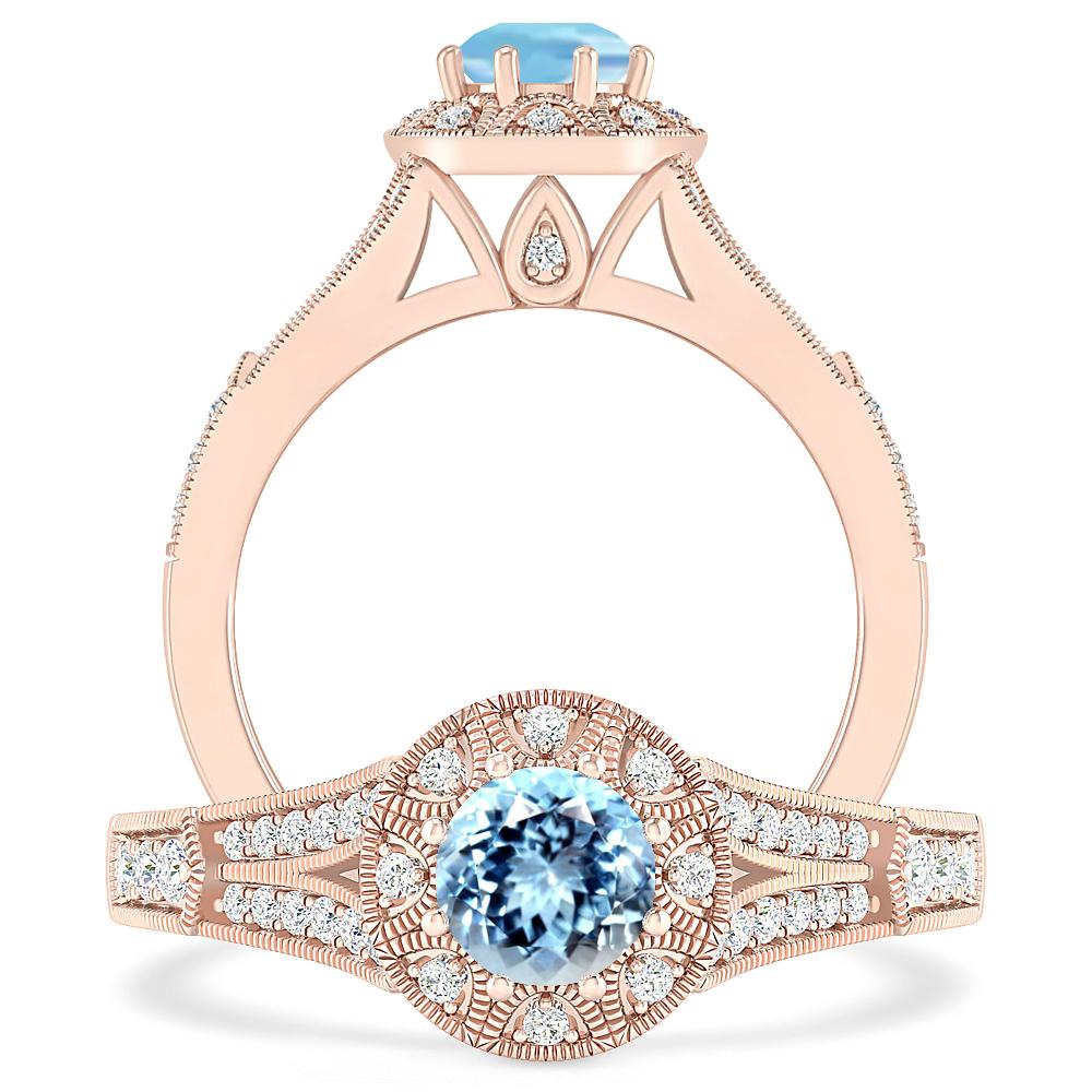 Rose Gold - Aquamarine