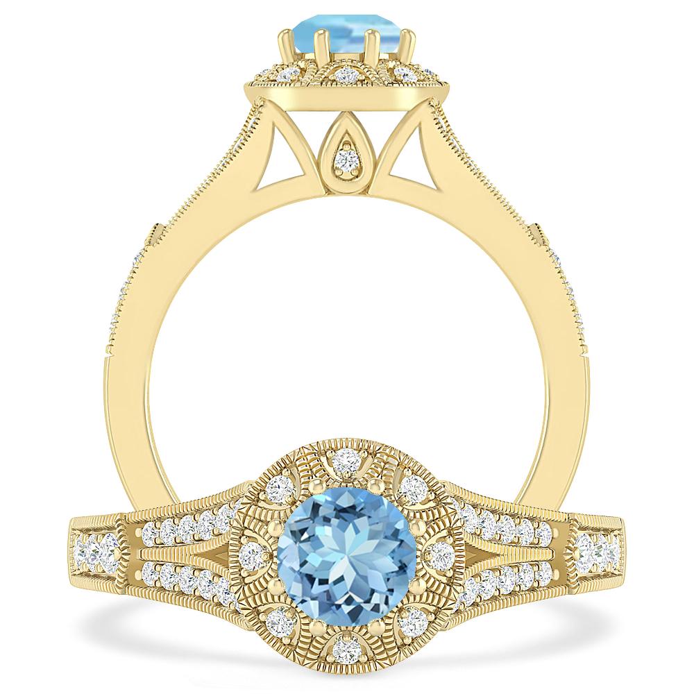 Yellow Gold - Aquamarine