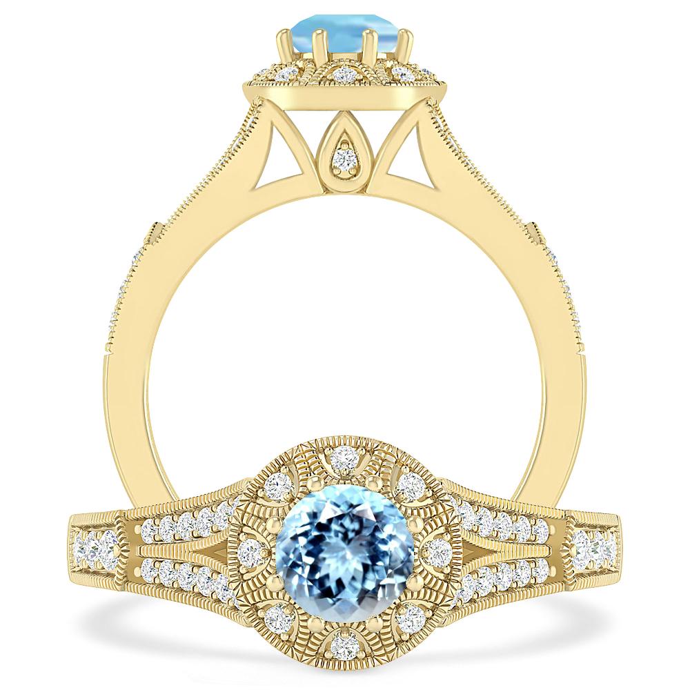 Yellow Gold - Aquamarine