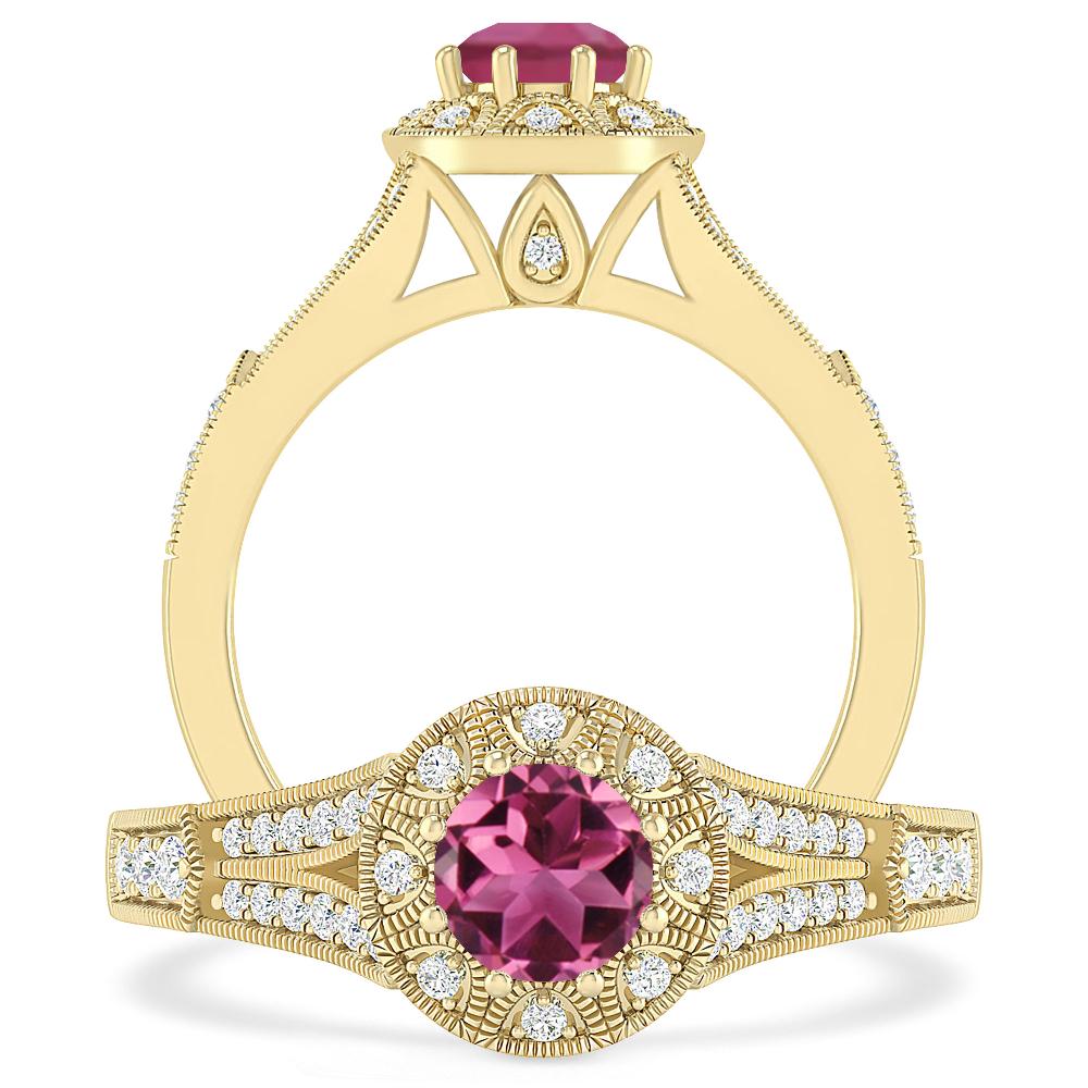 Yellow Gold - Pink Tourmaline