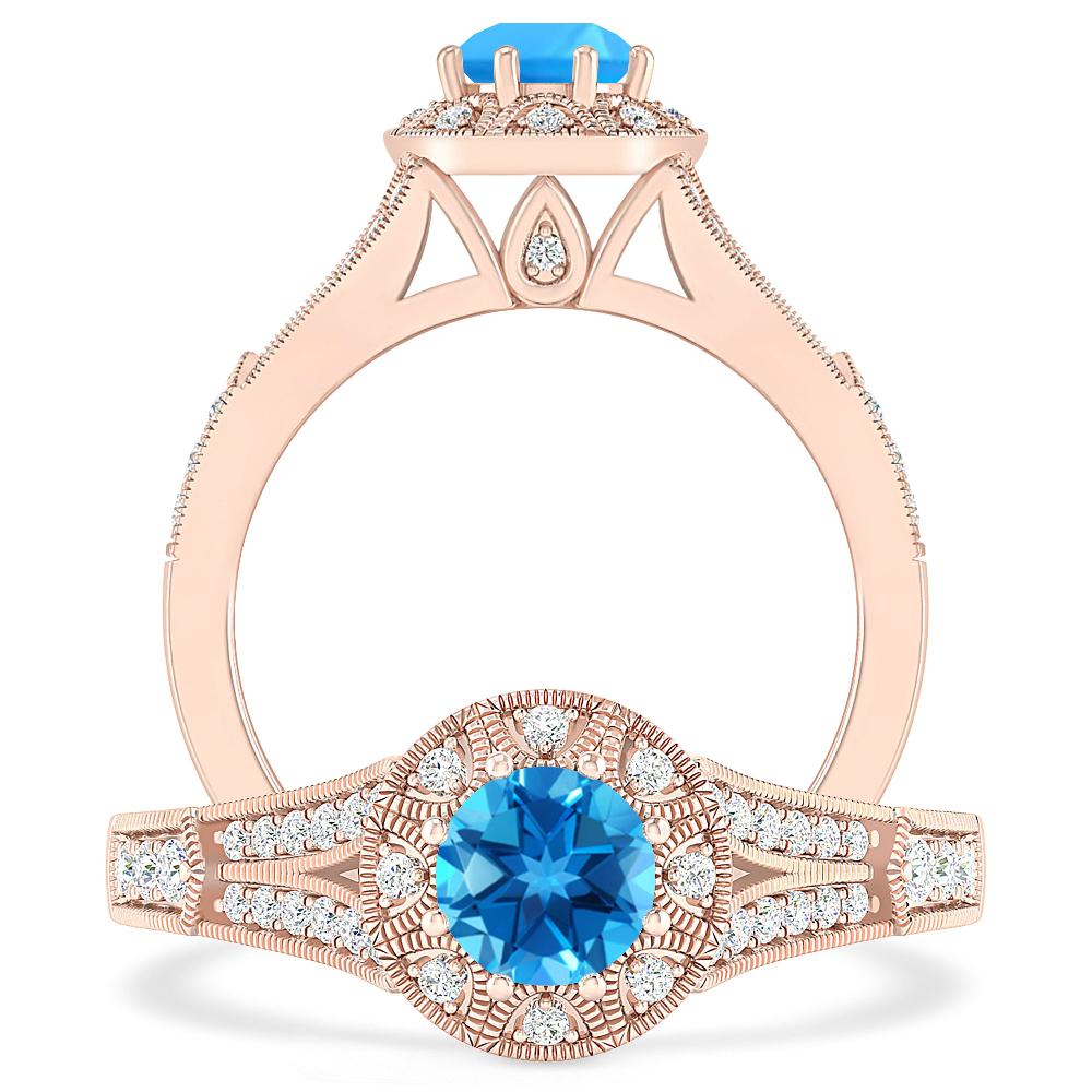 Rose Gold - Blue Topaz