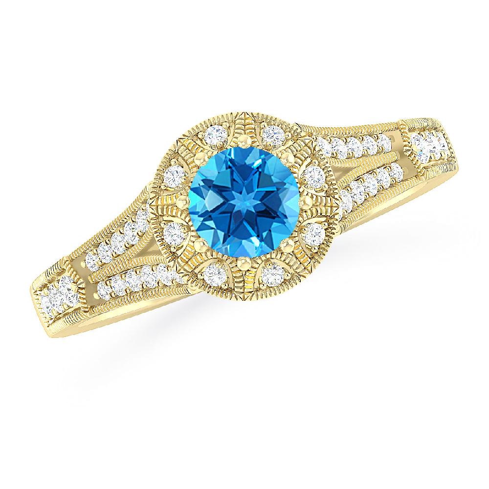 Yellow Gold - Blue Topaz