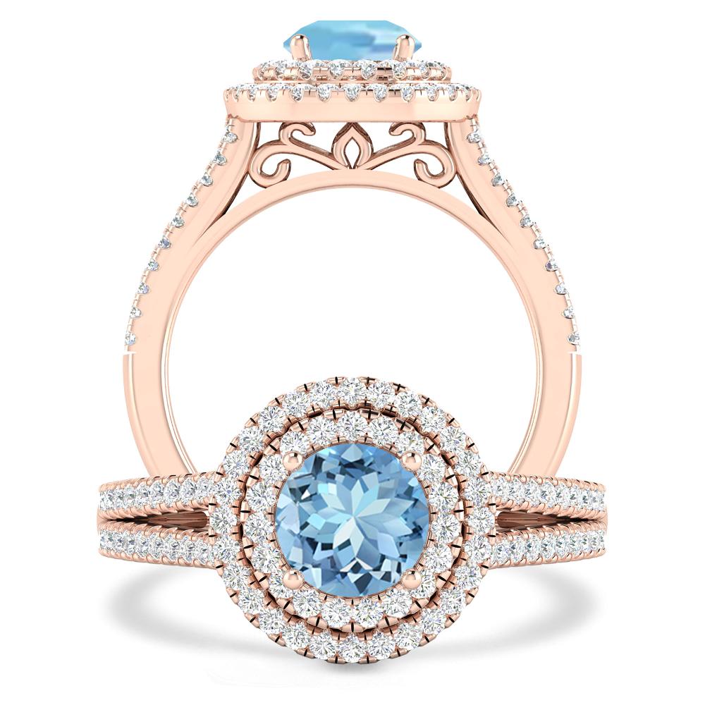 Rose Gold - Aquamarine