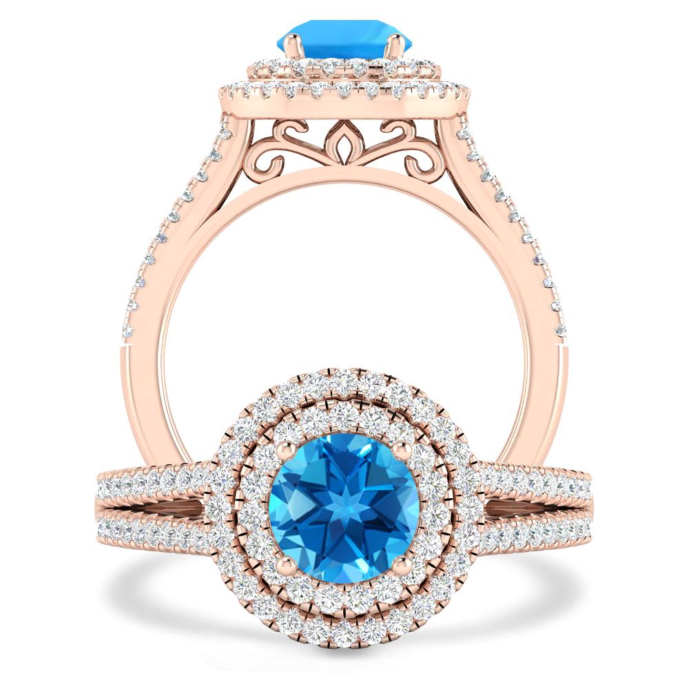 Rose Gold - Blue Topaz