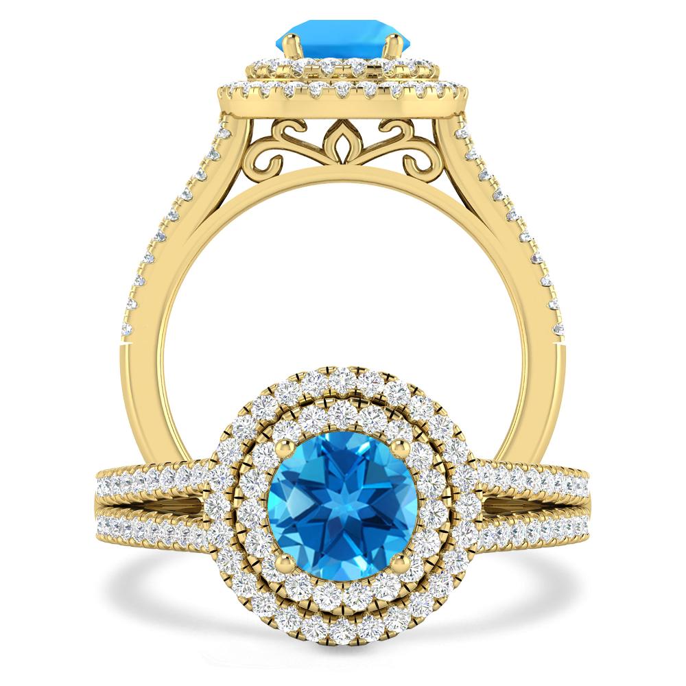 Yellow Gold - Blue Topaz