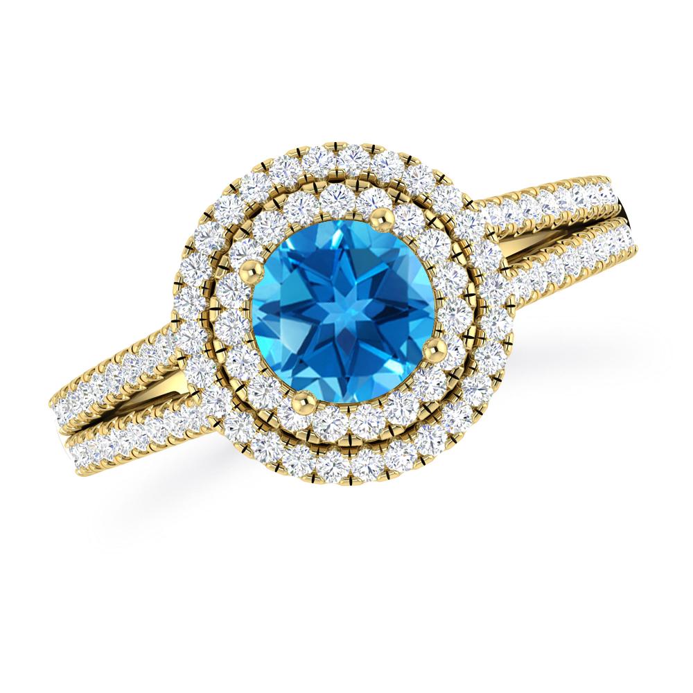 Yellow Gold - Blue Topaz