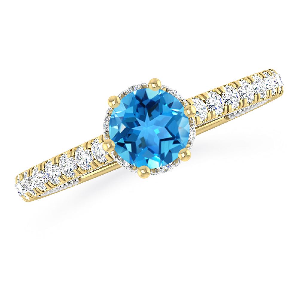 Yellow Gold - Blue Topaz