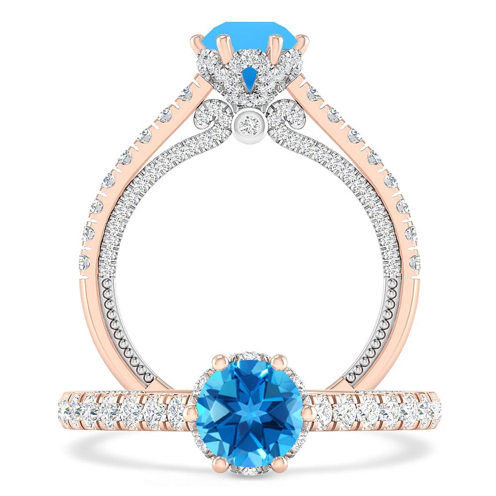 Rose Gold - Blue Topaz