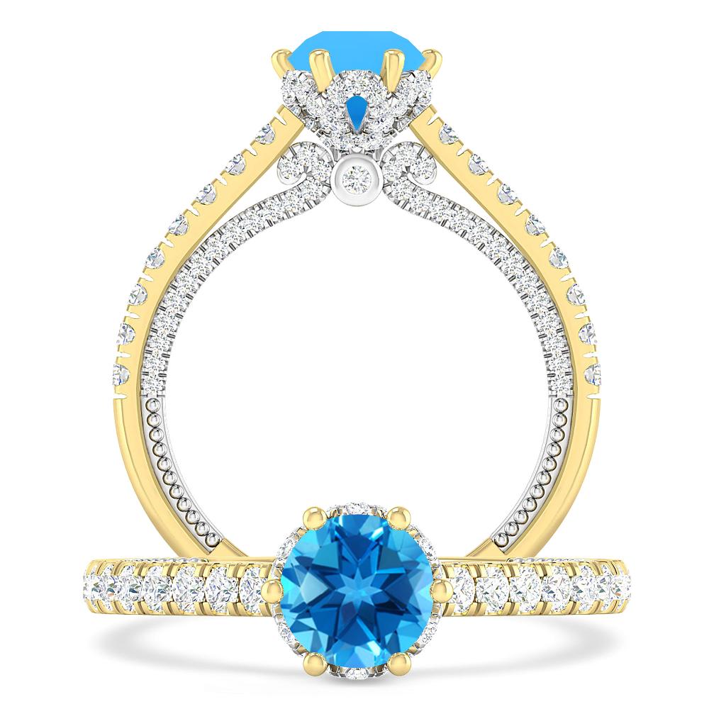 Yellow Gold - Blue Topaz