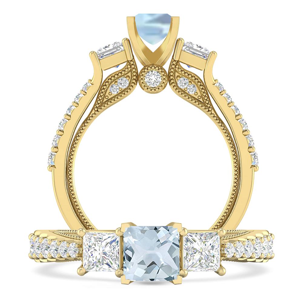 Yellow Gold - Aquamarine