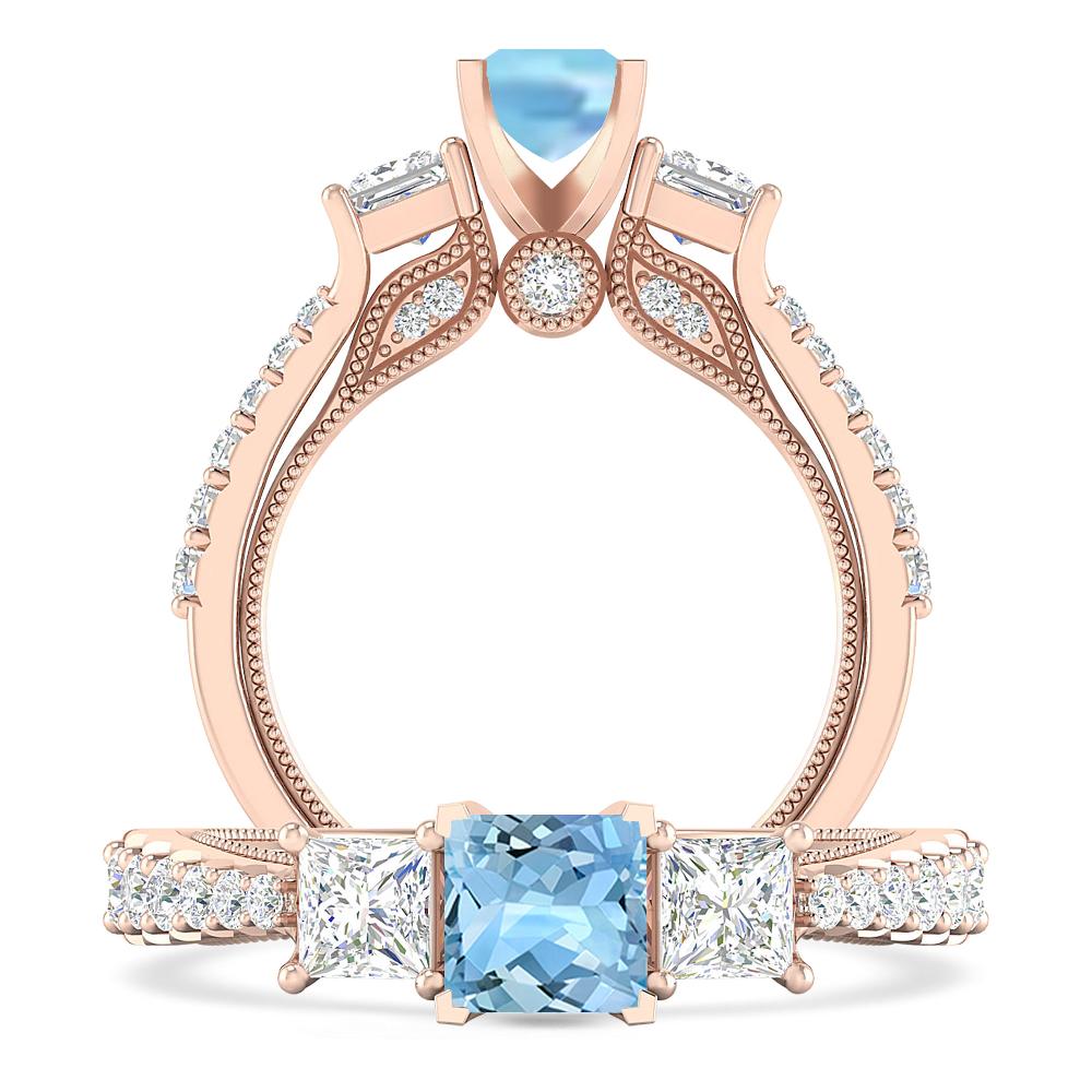 Rose Gold - Aquamarine