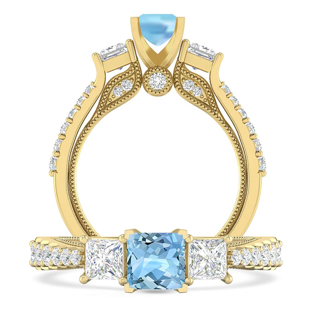 Yellow Gold - Aquamarine