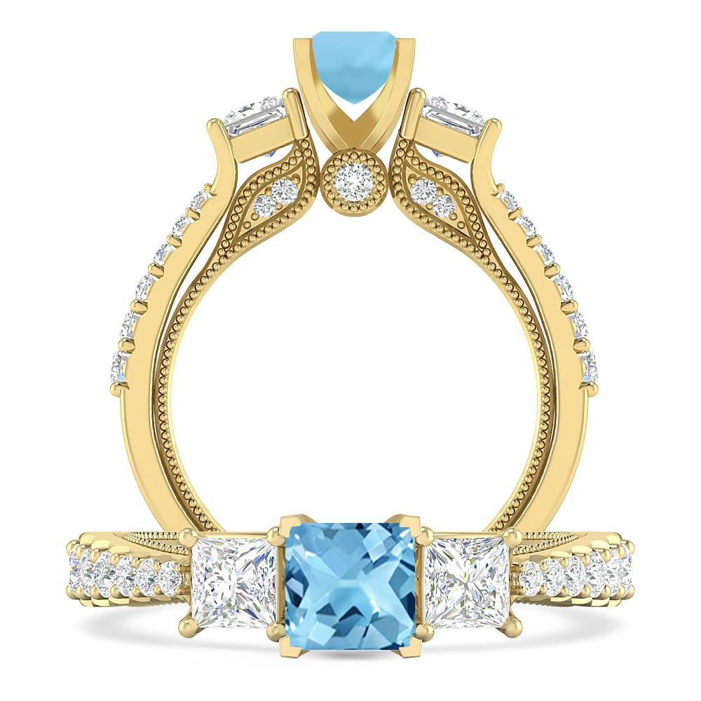 Yellow Gold - Blue Topaz