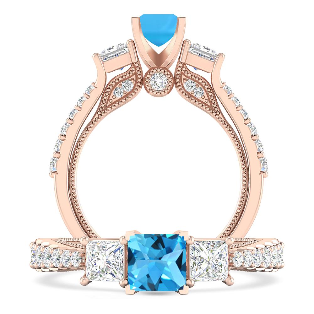 Rose Gold - Blue Topaz