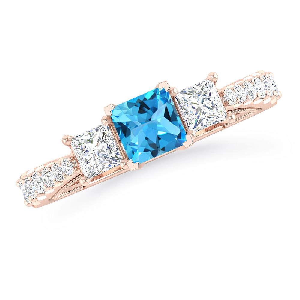 Rose Gold - Blue Topaz