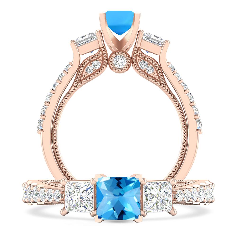 Rose Gold - Blue Topaz