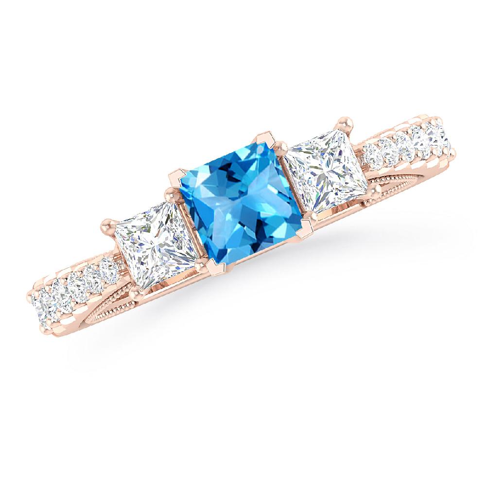 Rose Gold - Blue Topaz