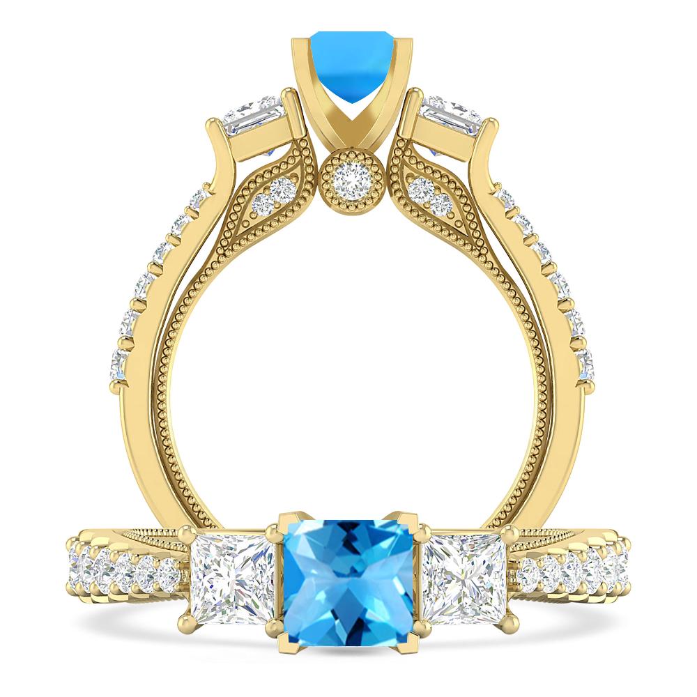 Yellow Gold - Blue Topaz