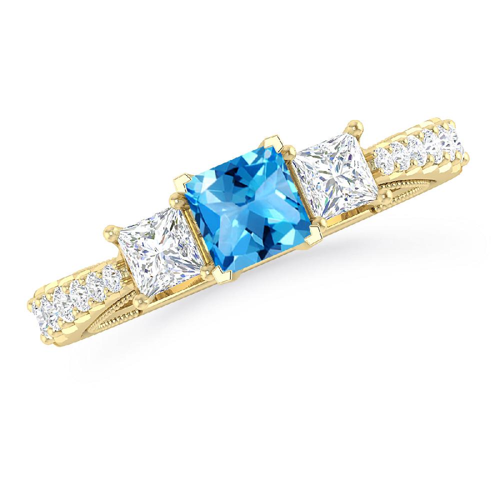 Yellow Gold - Blue Topaz