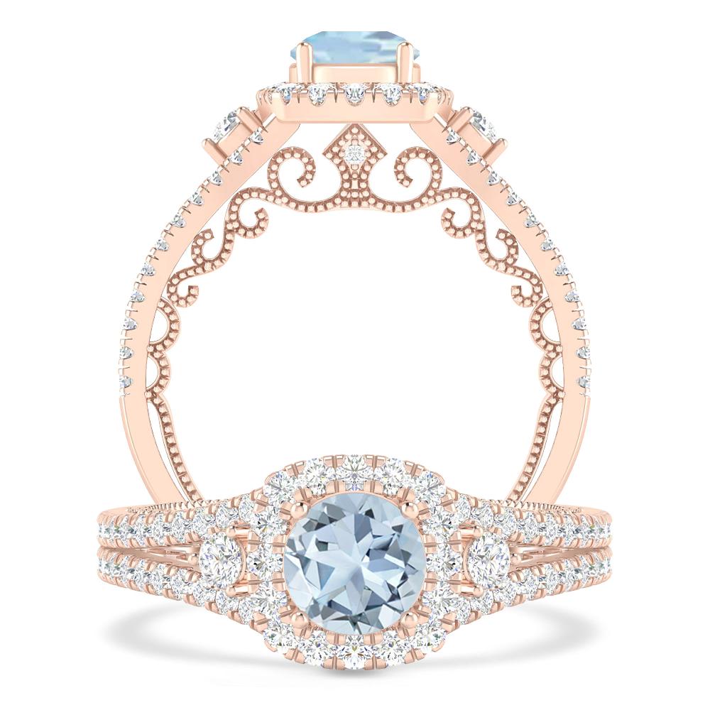 Rose Gold - Aquamarine