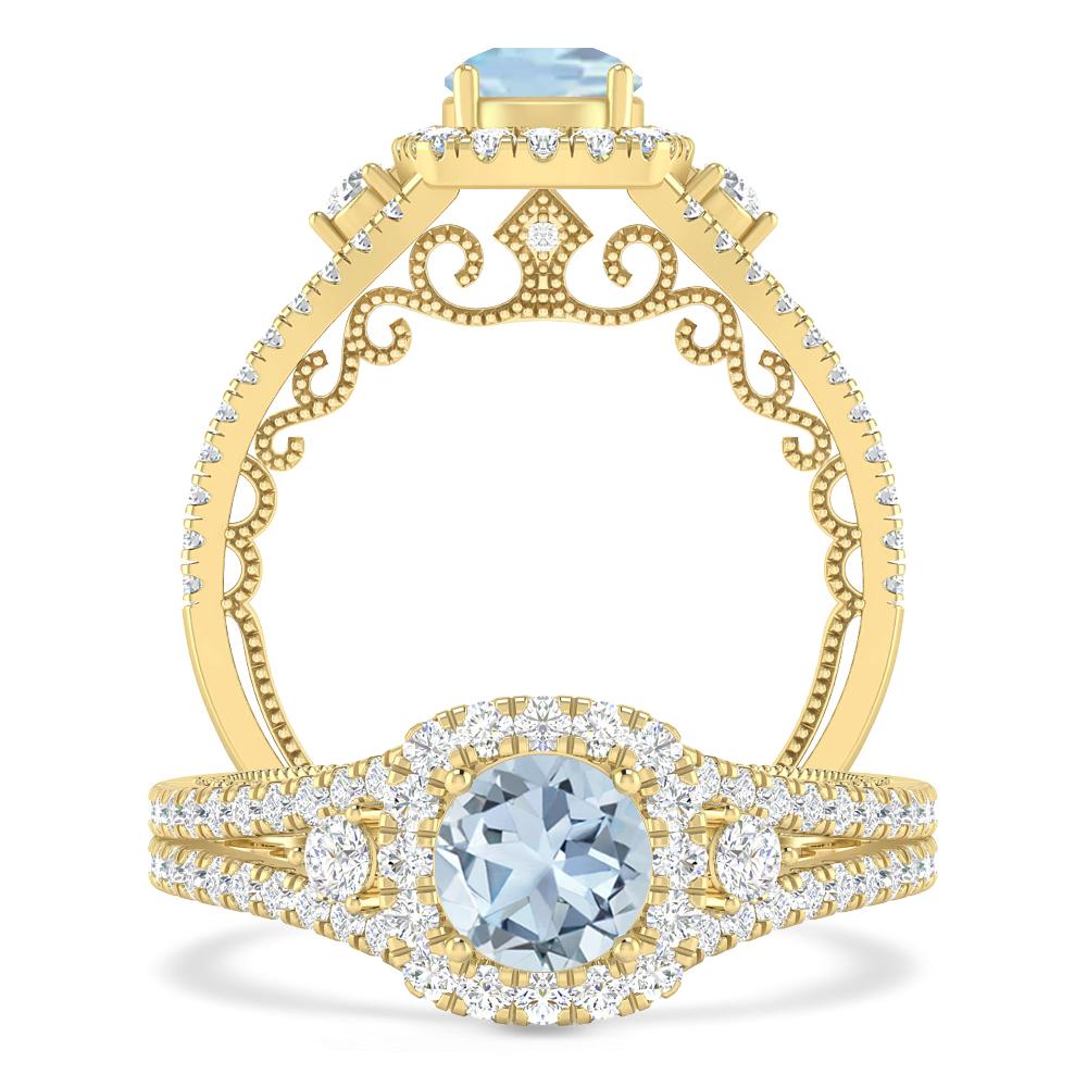 Yellow Gold - Aquamarine