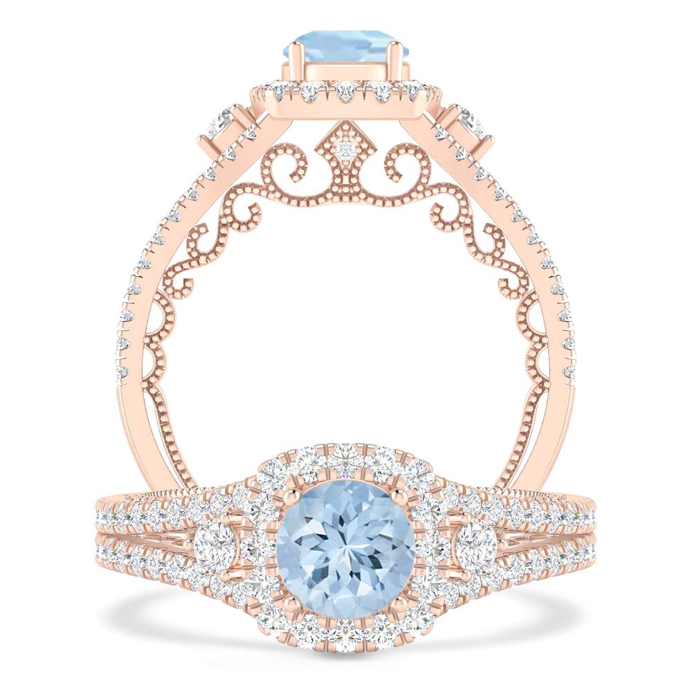 Rose Gold - Aquamarine