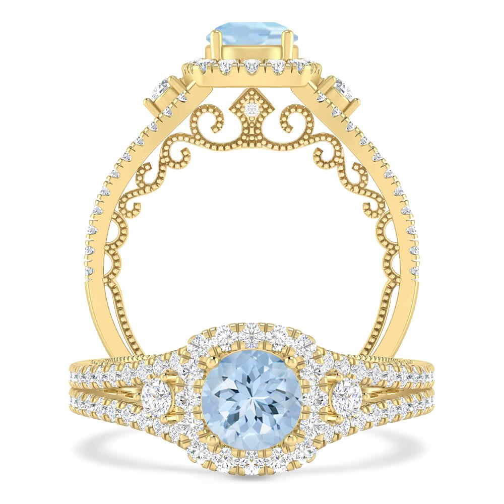 Yellow Gold - Aquamarine