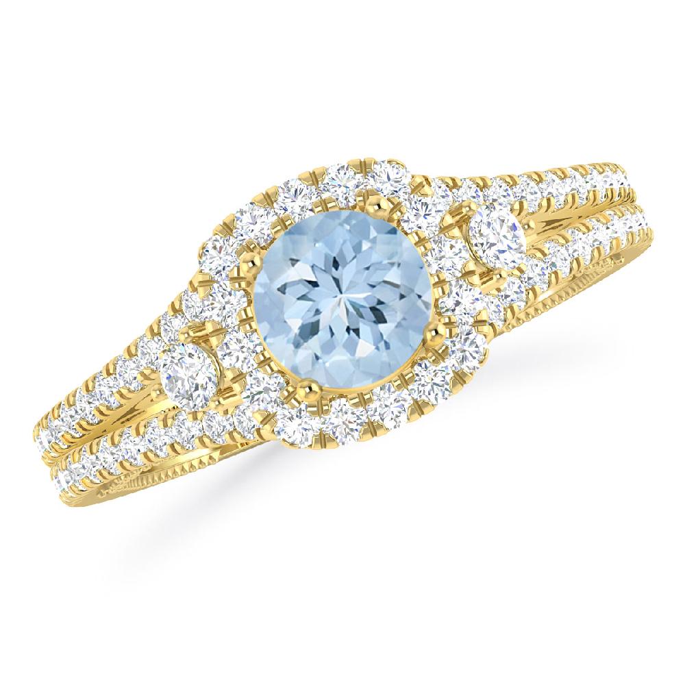 Yellow Gold - Aquamarine