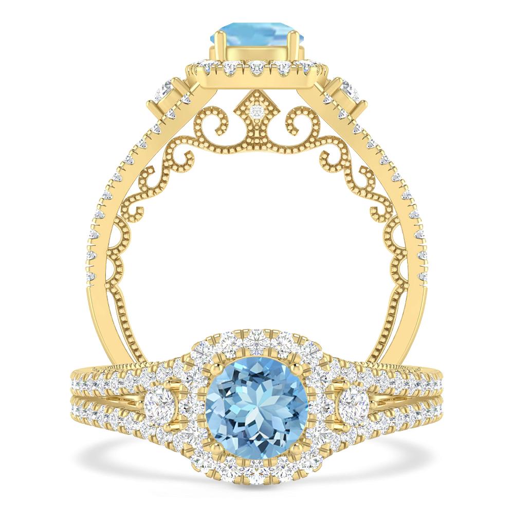 Yellow Gold - Aquamarine