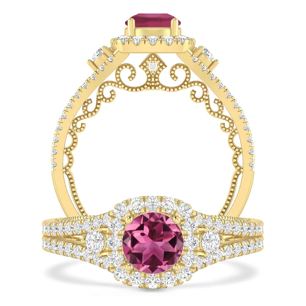 Yellow Gold - Pink Tourmaline