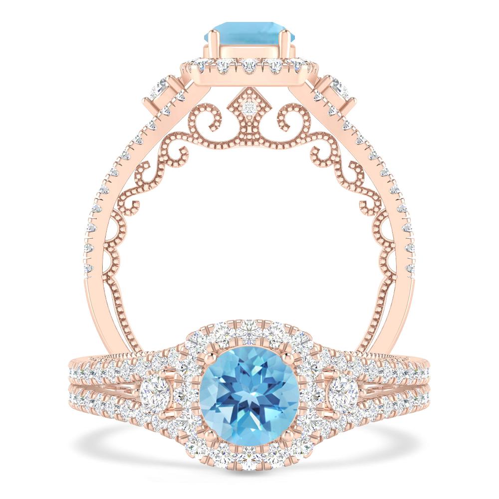 Rose Gold - Blue Topaz