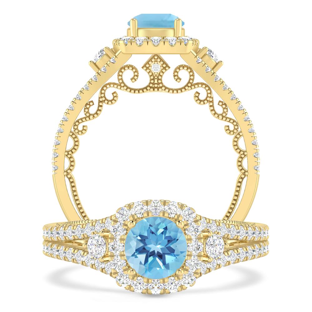 Yellow Gold - Blue Topaz