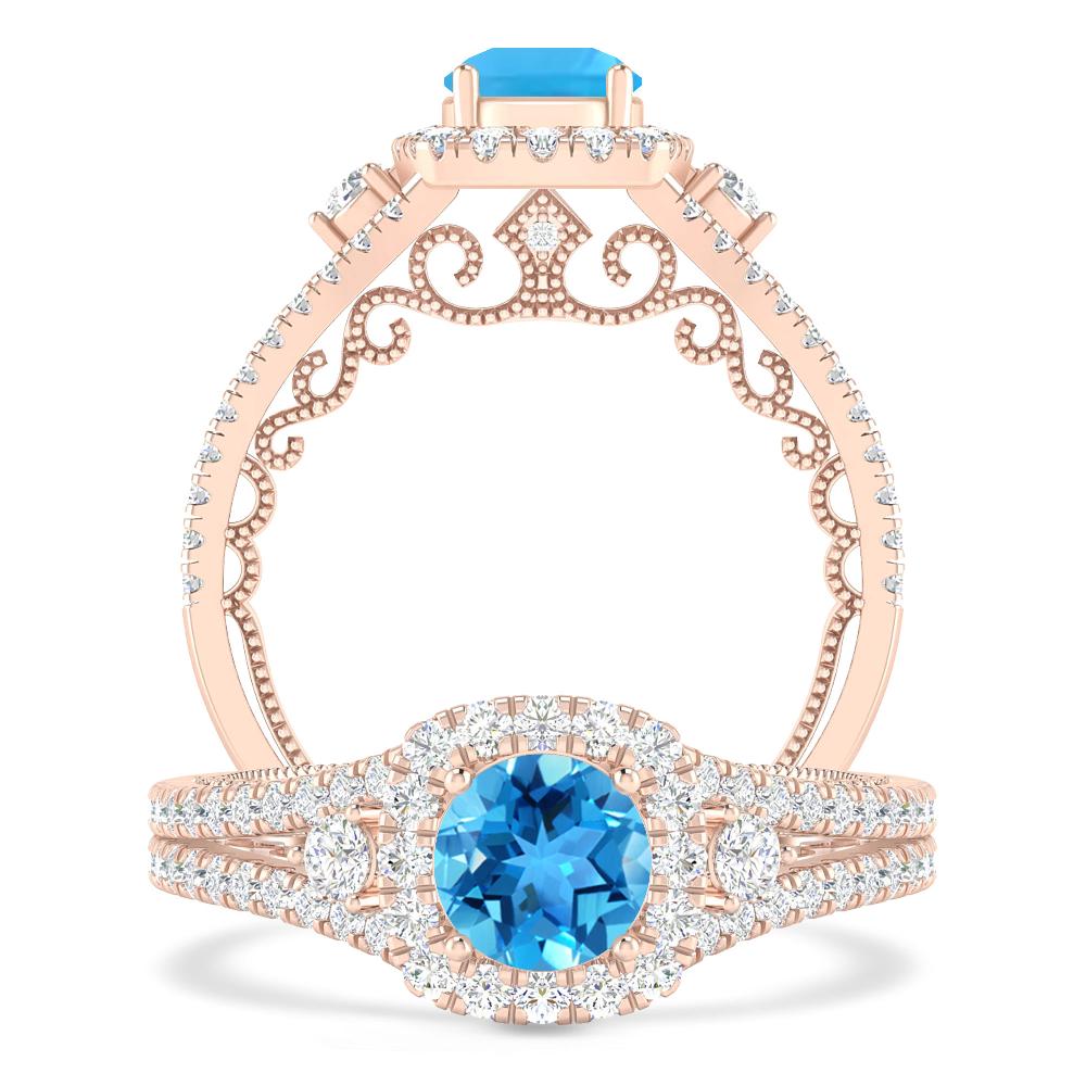 Rose Gold - Blue Topaz