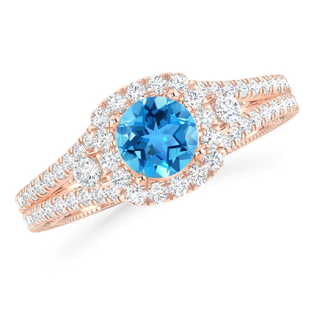 Rose Gold - Blue Topaz