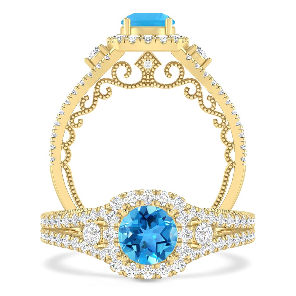 Yellow Gold - Blue Topaz