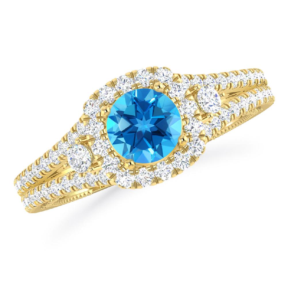 Yellow Gold - Blue Topaz