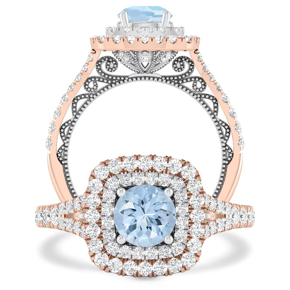 Rose Gold - Aquamarine