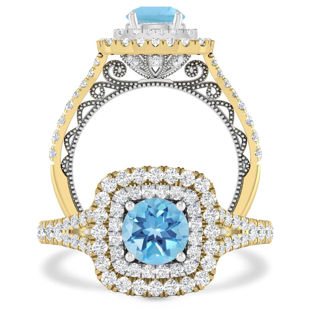 Yellow Gold - Blue Topaz