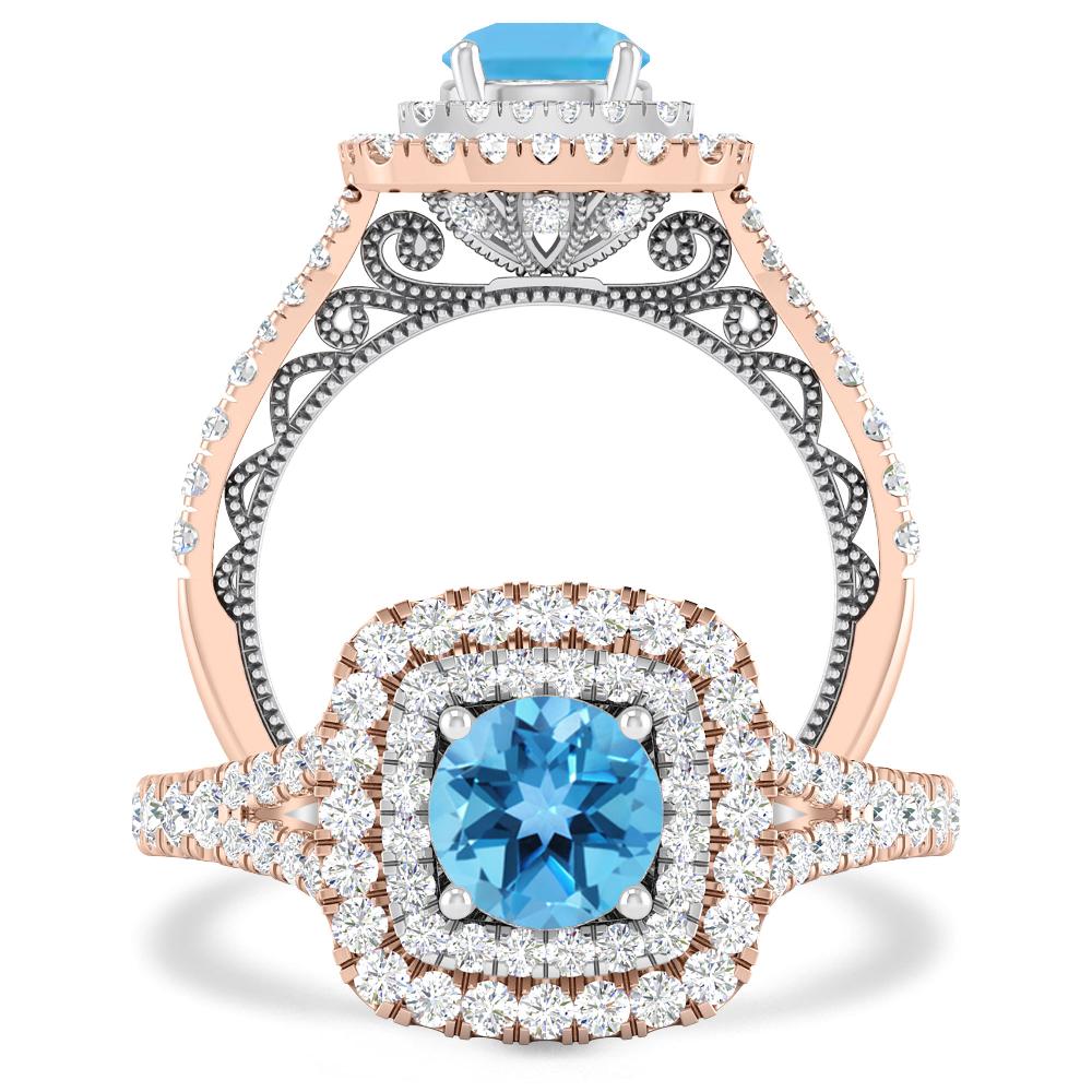 Rose Gold - Blue Topaz