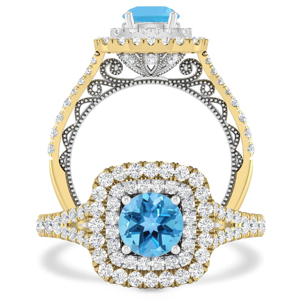 Yellow Gold - Blue Topaz