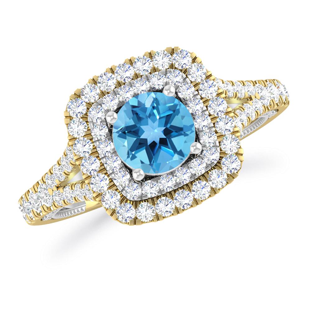 Yellow Gold - Blue Topaz